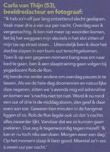 Slaapcursus afb. Carla Van Thijn in Plus Magazine